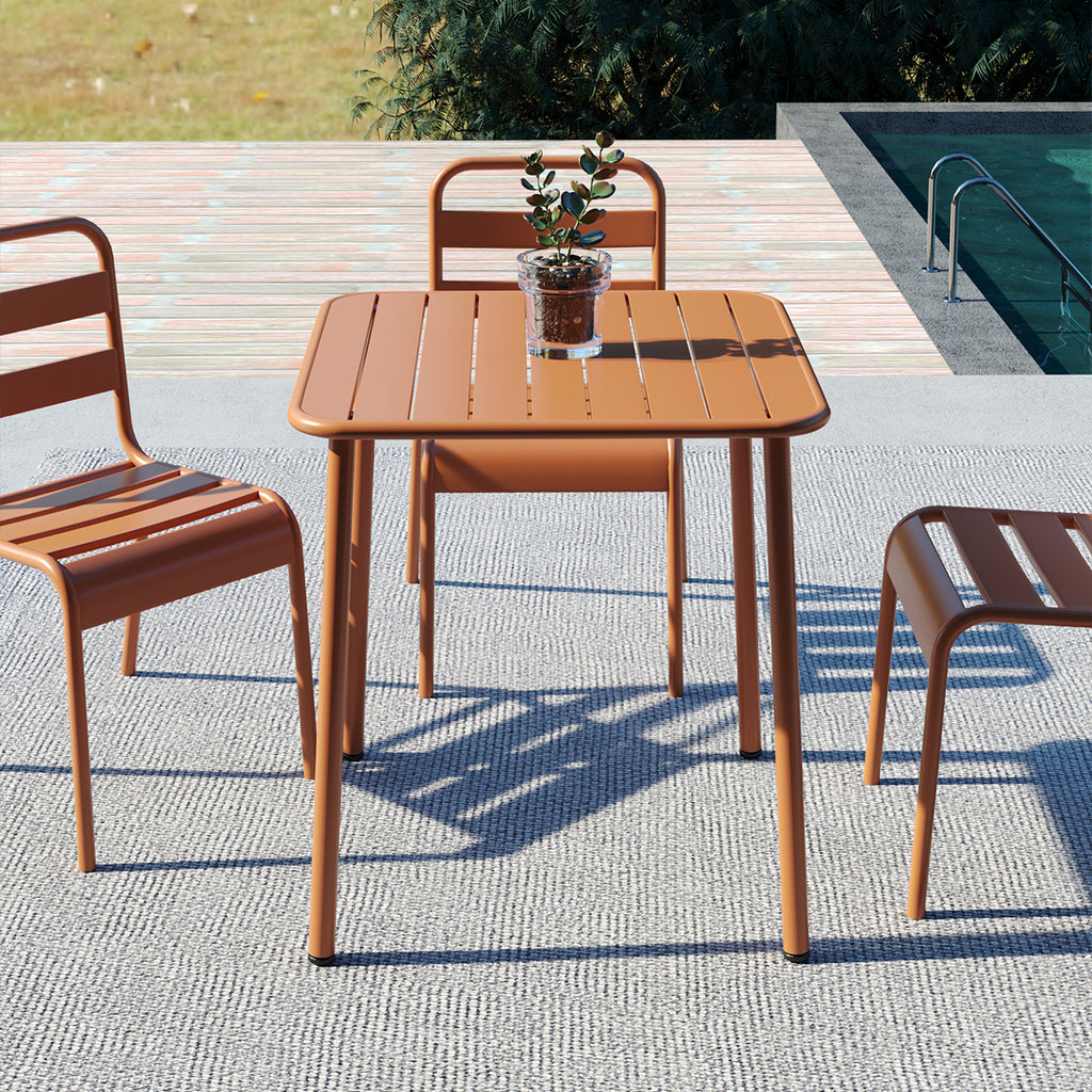 Sera Square Table Outdoor  Red Courtyard Table Villa Open Air Dining Table Waterproof Table Retro American Modern Simple Balcony Table Coffee Table