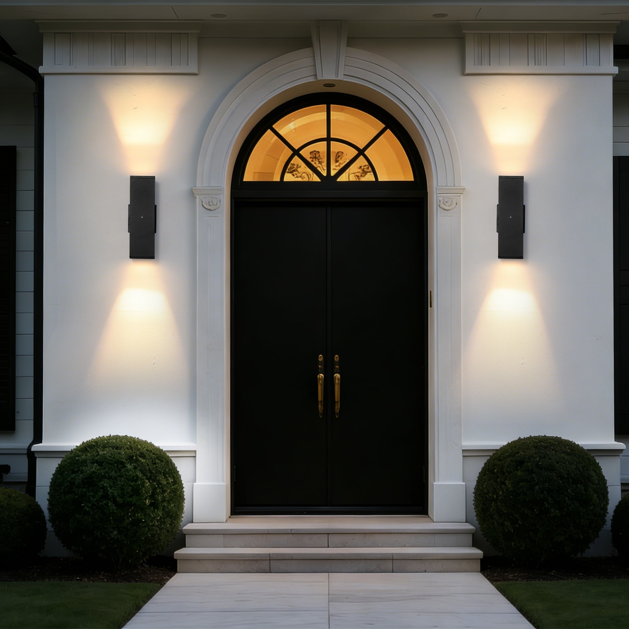 Outdoor Wall Light Fixture,Exterior Lighting Fixtures,Dusk To Dawn Modern Sconce Lights For Porch Patio Garage Front Door Black,Square,with Sensor,2PK