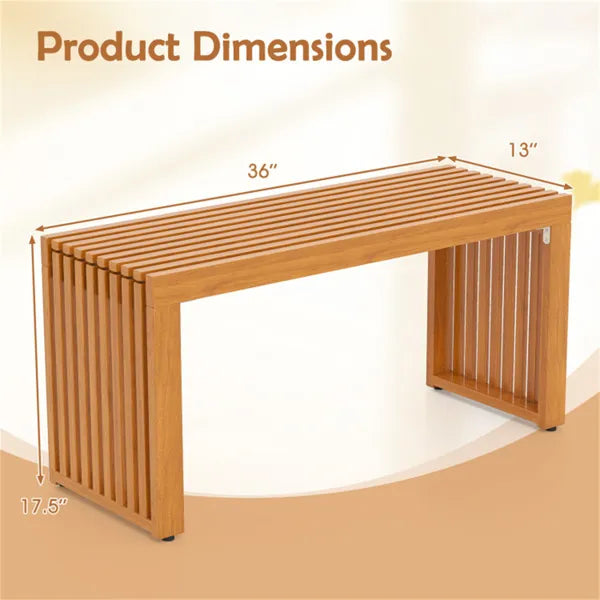 Solid Acacia Wood Patio Bench, 800 LBS Weight Capacity 2-Person Backless Outdoor Bench