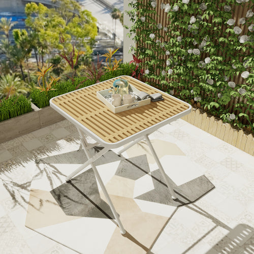 Modern Folding Square Table - Indoor And Outdoor Multi-functional Table - Polypropylene Tabletop With Metal Legs, Suitable For Dining Rooms, Living Rooms, Gardens, Terraces, Etc.