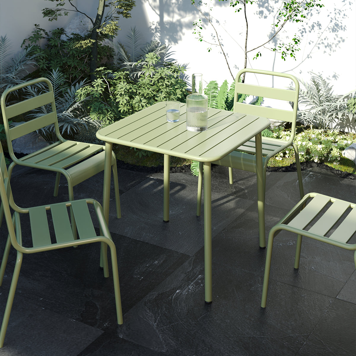 Sera Square Table  Green Outdoor Courtyard Table Villa Open Air Dining Table Waterproof Table Retro American Modern Simple Balcony Table Coffee Table