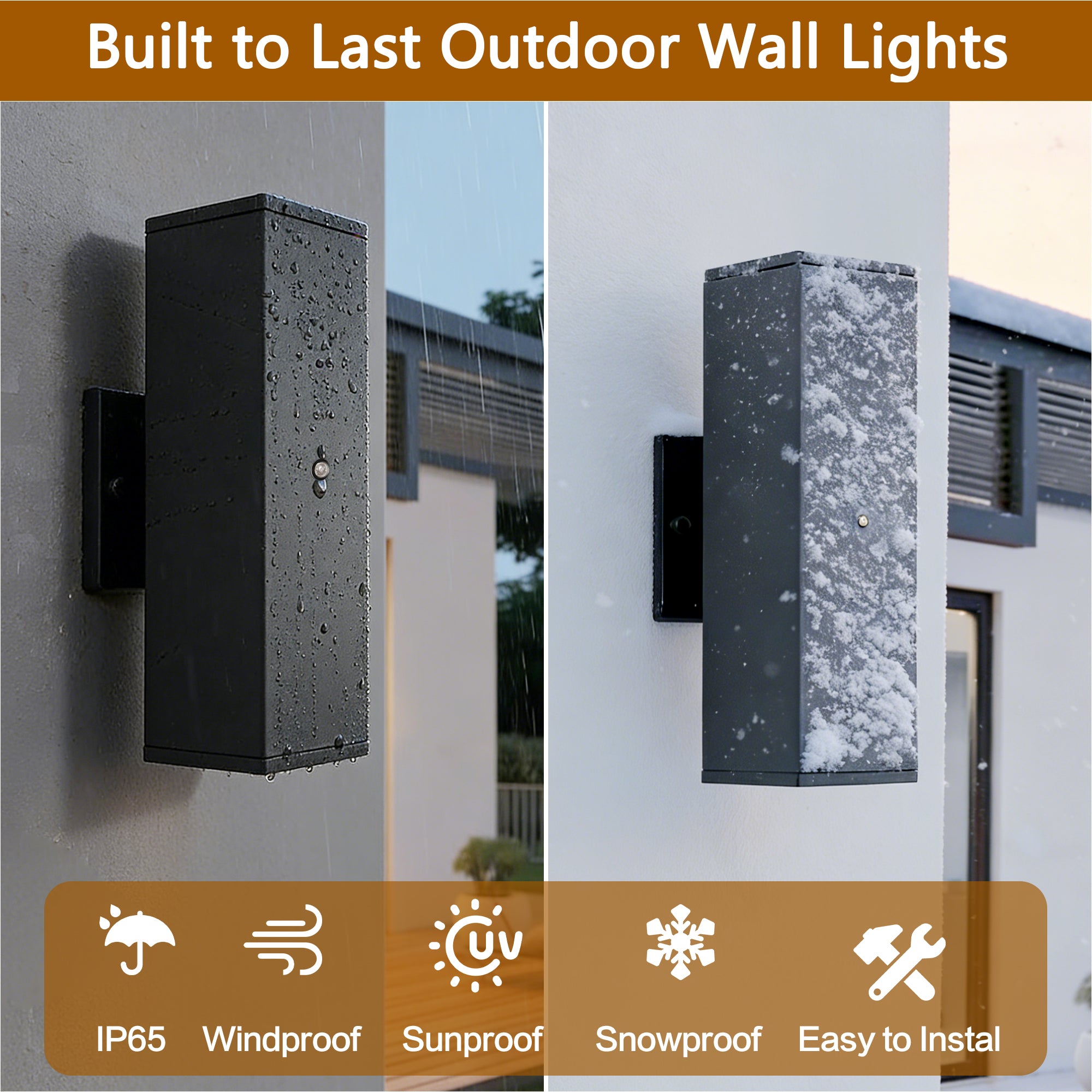 Outdoor Wall Light Fixture,Exterior Lighting Fixtures,Dusk To Dawn Modern Sconce Lights For Porch Patio Garage Front Door Black,Square,with Sensor,2PK