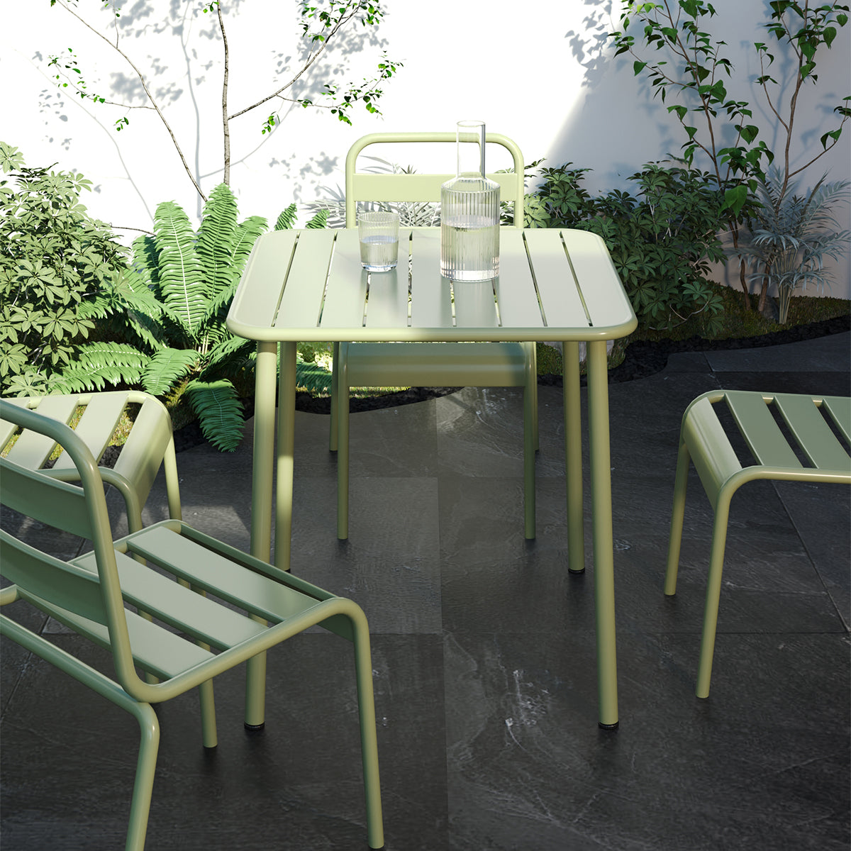 Sera Square Table  Green Outdoor Courtyard Table Villa Open Air Dining Table Waterproof Table Retro American Modern Simple Balcony Table Coffee Table